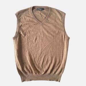 Modango Italy Light Brown Merino Blend Men's V-Neck Sweater Vest - XL EUC